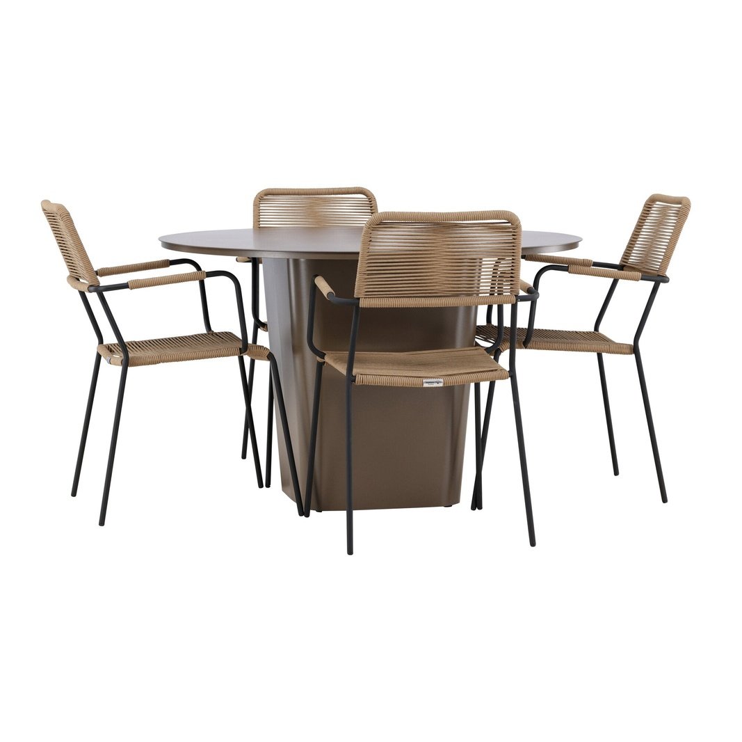 Santa Fe Spisebord ø120 Roasty + Lindos Lenestol Venture Design Spisegruppe