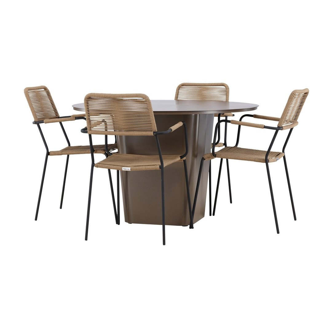 Santa Fe Spisebord ø120 Roasty + Lindos Lenestol Venture Design Spisegruppe