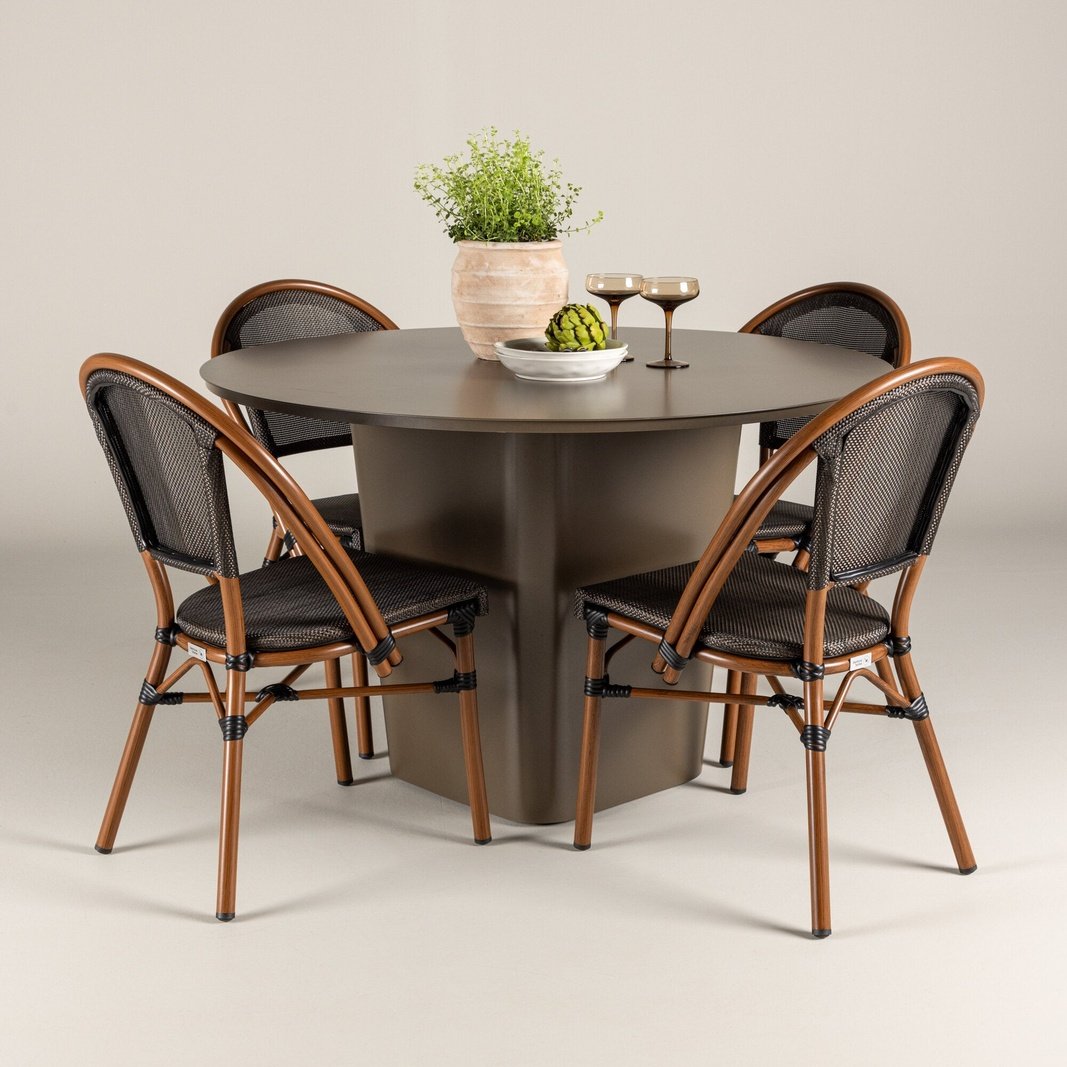 Santa Fe Spisebord ø120 Roasty +Guarda Caféstol Venture Design Spisegruppe