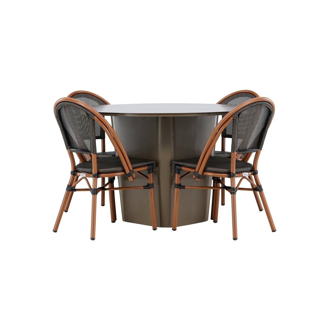 Santa Fe Spisebord ø120 Roasty +Guarda Caféstol Venture Design Spisegruppe