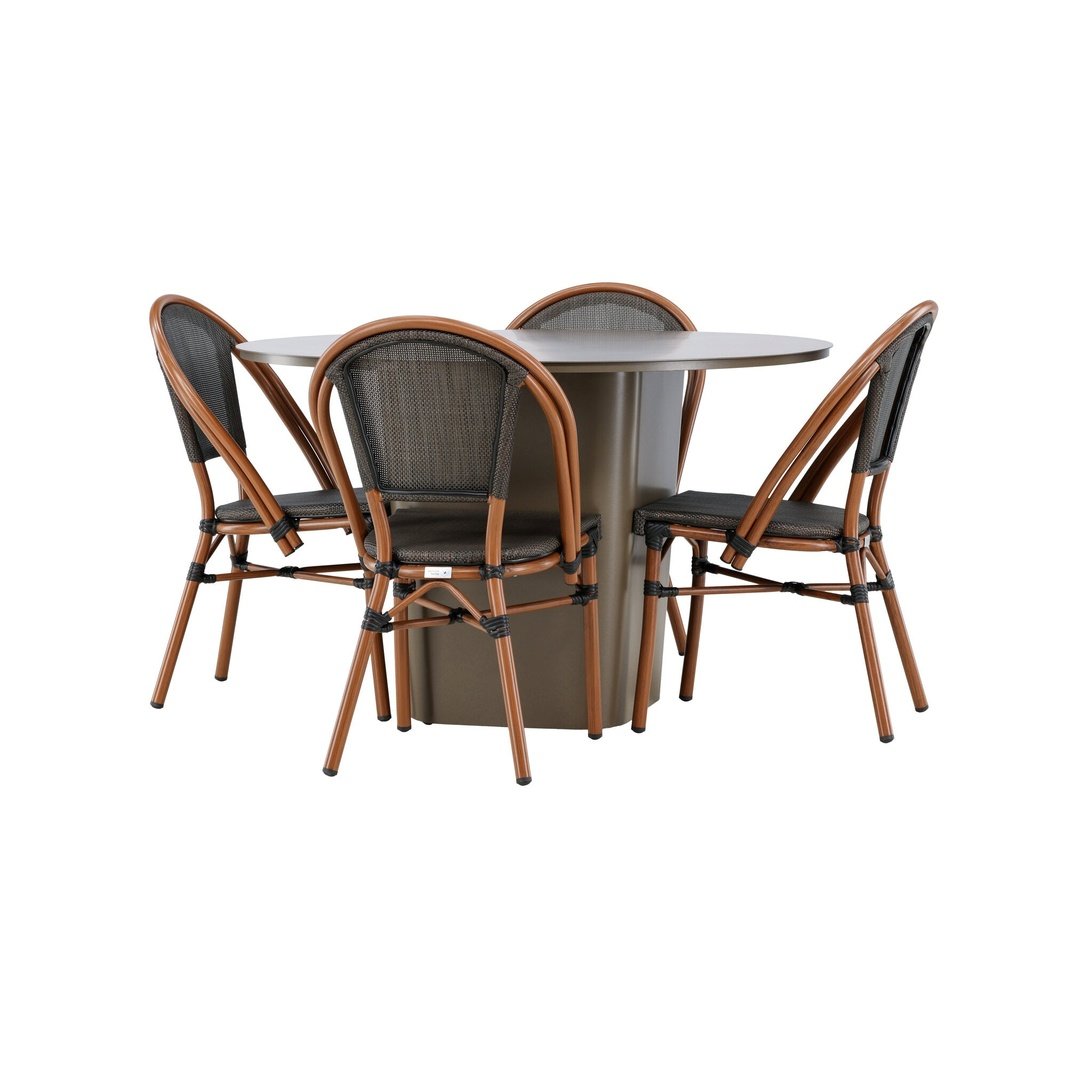 Santa Fe Spisebord ø120 Roasty +Guarda Caféstol Venture Design Spisegruppe