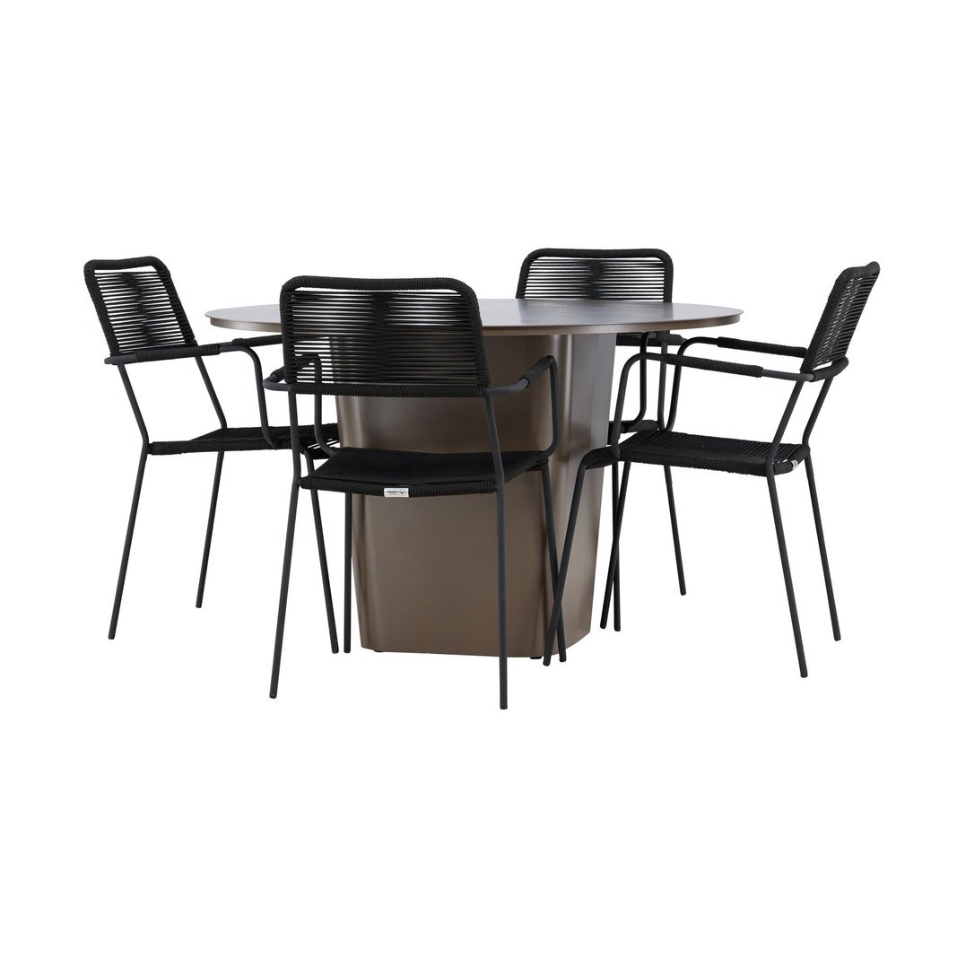 Santa Fe Spisebord ø120 Roasty + Lindos Lenestol Venture Design Spisegruppe