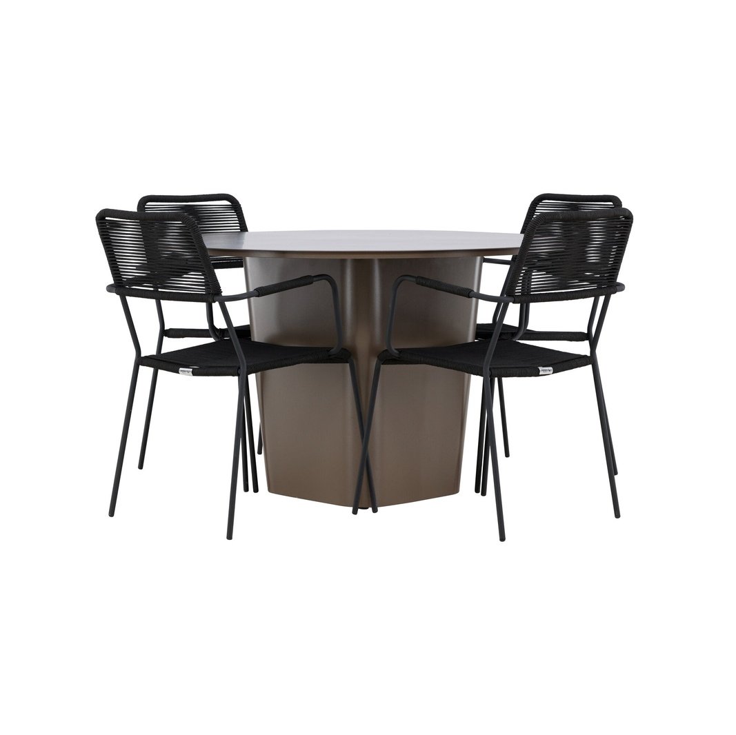 Santa Fe Spisebord ø120 Roasty + Lindos Lenestol Venture Design Spisegruppe