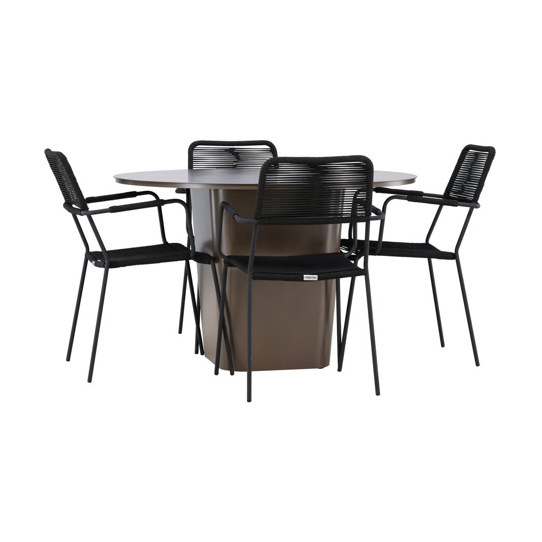 Santa Fe Spisebord ø120 Roasty + Lindos Lenestol Venture Design Spisegruppe
