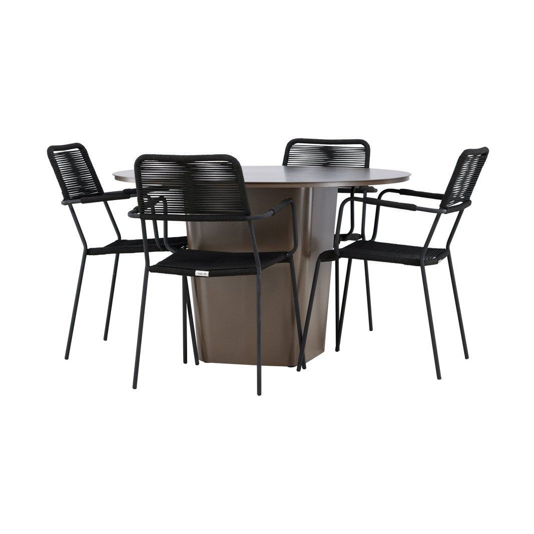 Santa Fe Spisebord ø120 Roasty + Lindos Lenestol Venture Design Spisegruppe