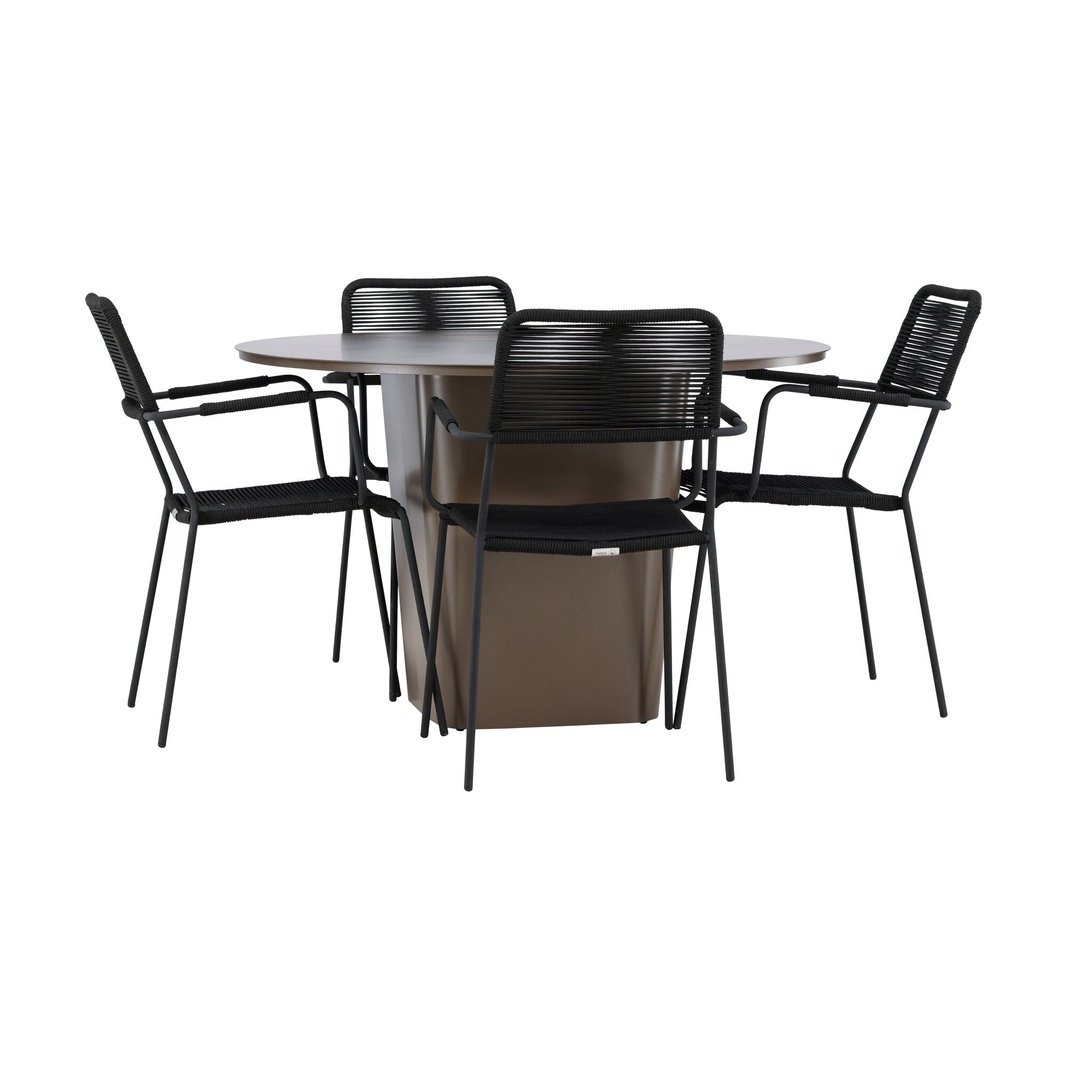 Santa Fe Spisebord ø120 Roasty + Lindos Lenestol Venture Design Spisegruppe