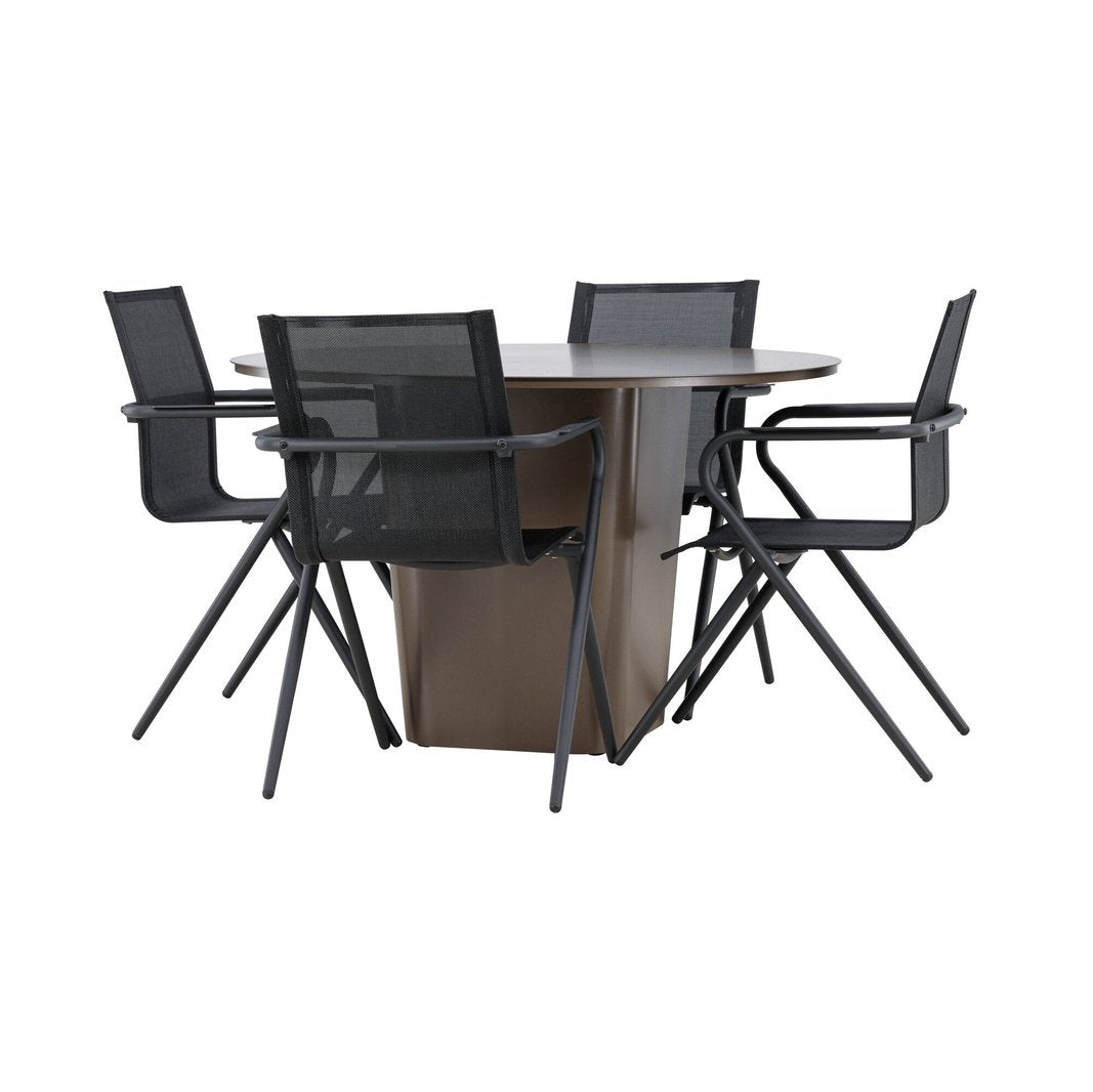 Santa Fe Spisebord ø120 Roasty + Alina spisestoler Venture Design Spisegruppe