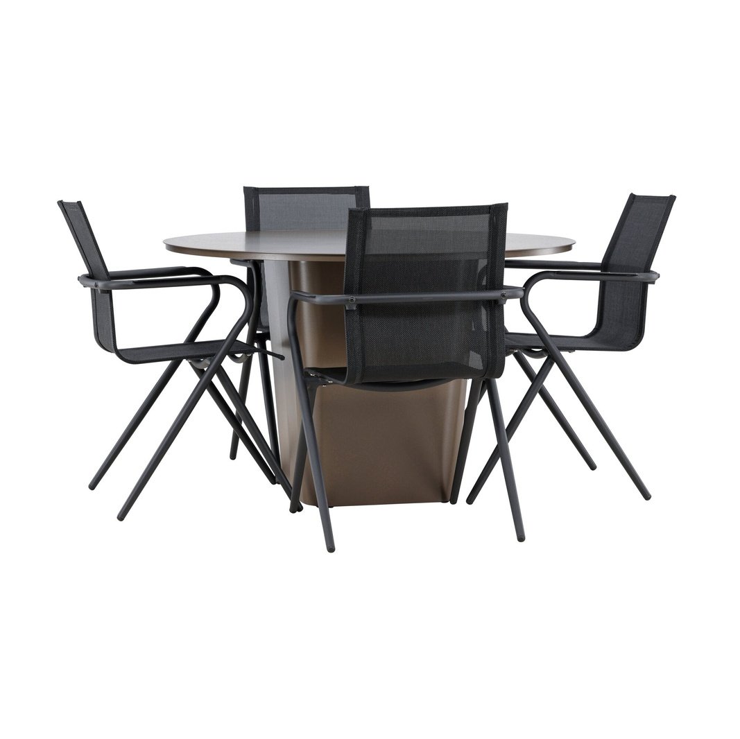 Santa Fe Spisebord ø120 Roasty + Alina spisestoler Venture Design Spisegruppe