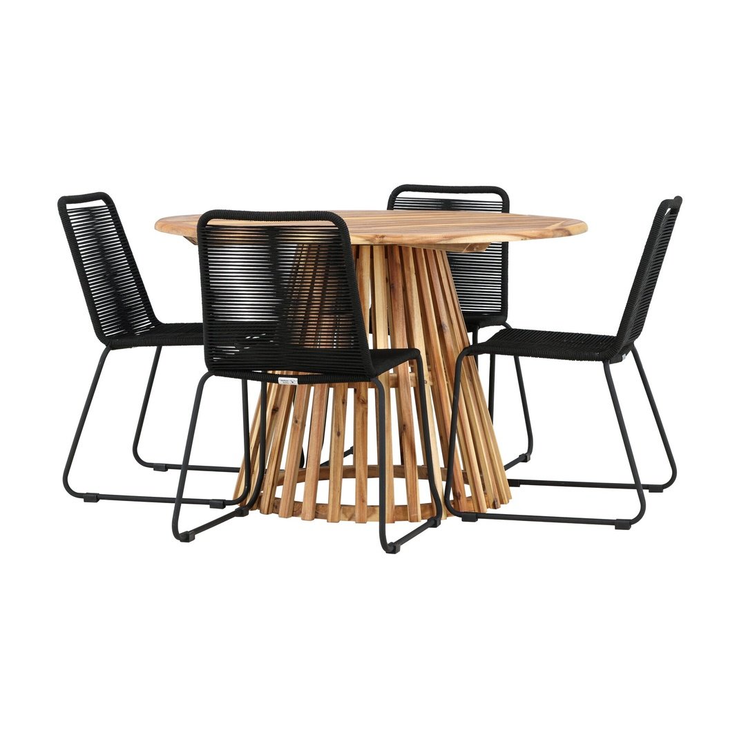 Lerret Spisebord Rundtø110**75 + Lindos Venture Design Spisegruppe