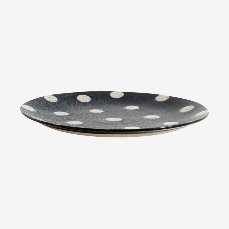 GRAINY Lunsjplaten i keramikk - ø21 cm - mørkblå/sand Nordal TABLEWARE