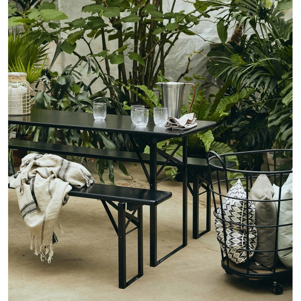 Hagepakke med bord og benk - 220x60 - sort Nordal TABLES