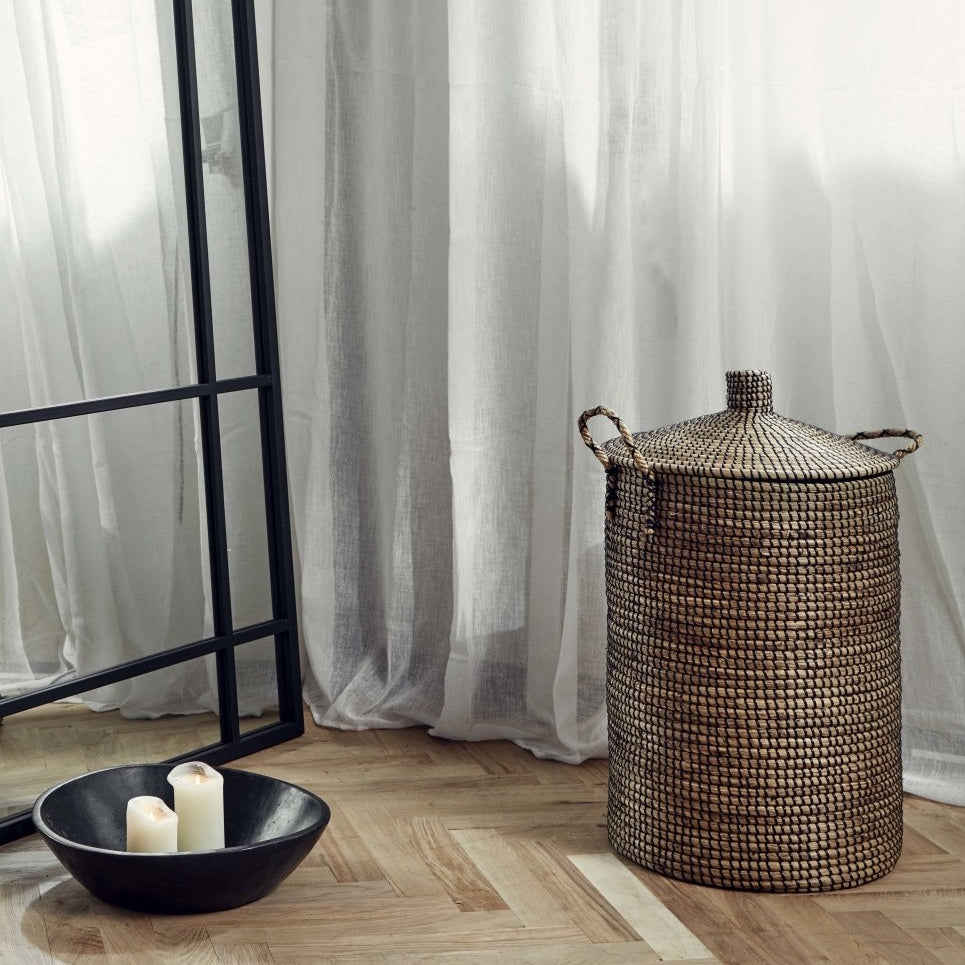 LAUDY vaskekurv i sjøgress med dekk - 2 stykker - natur Nordal STORAGE