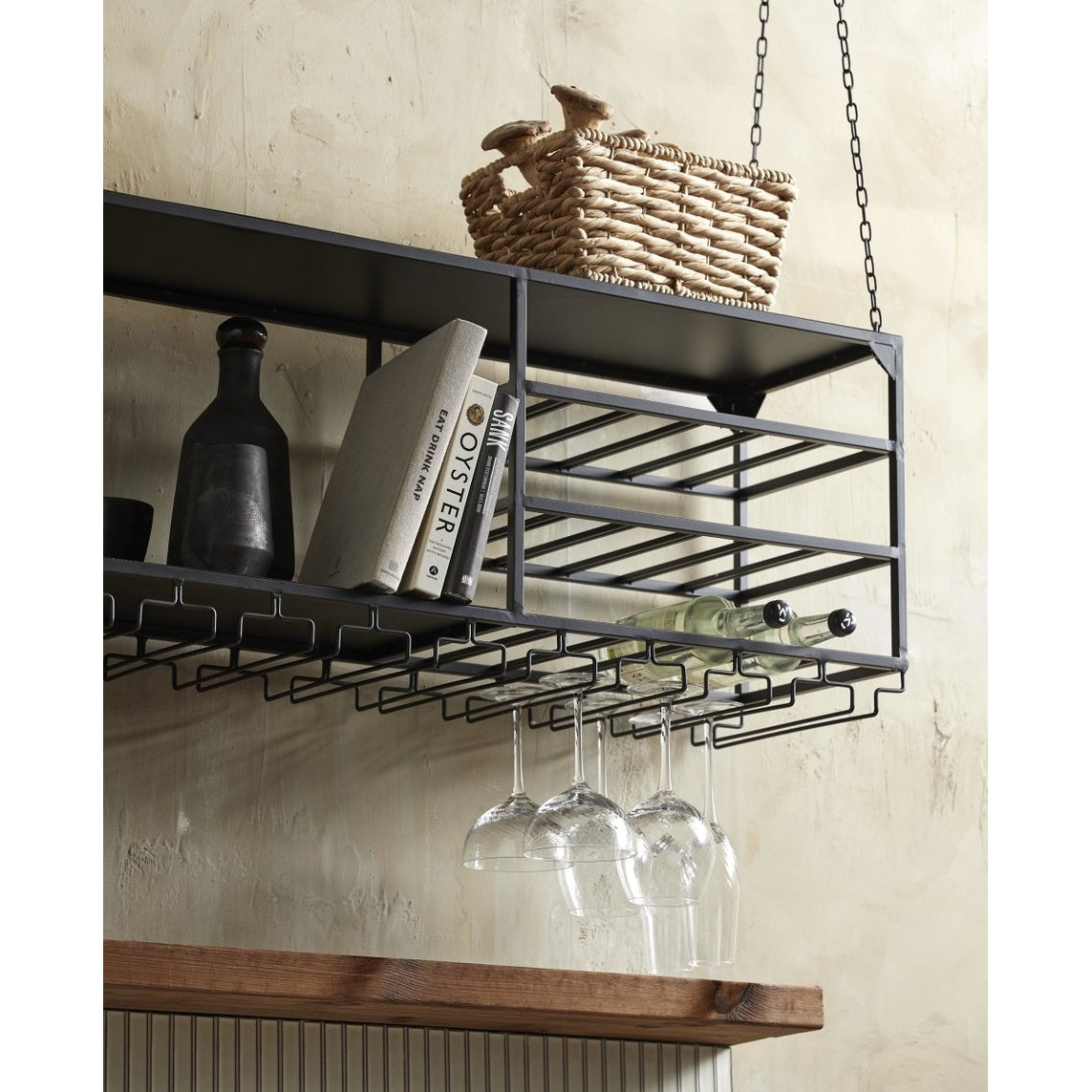 LOFT kjøkkenhylle i jern t/heng - 120x30 cm - sort Nordal SHELVES