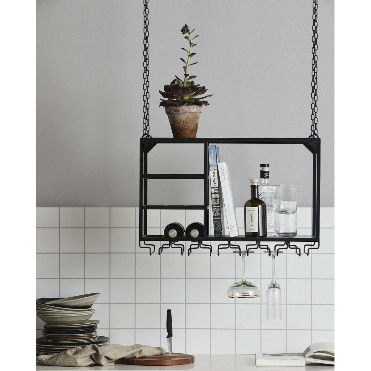 LOFT kjøkkenhylle i jern t/heng - 65x30 cm - sort Nordal SHELVES