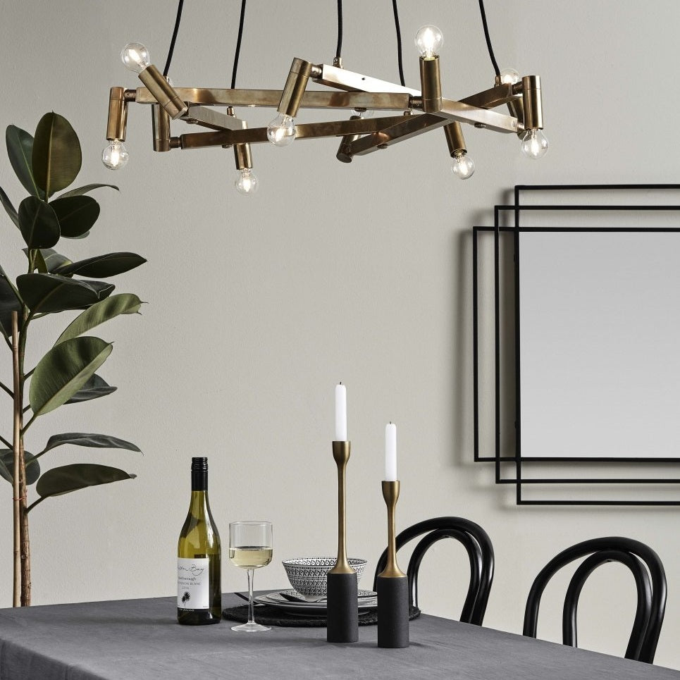 Lyskrone til 10 lyspærer - ø75 cm - brassing finish Nordal HANG LAMPS