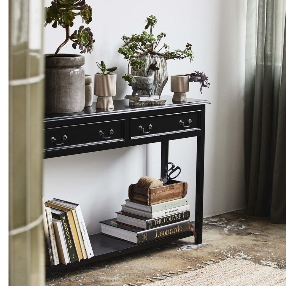 MOSS konsolbord i tre med skuffer - 122x33 - sort Nordal TABLES