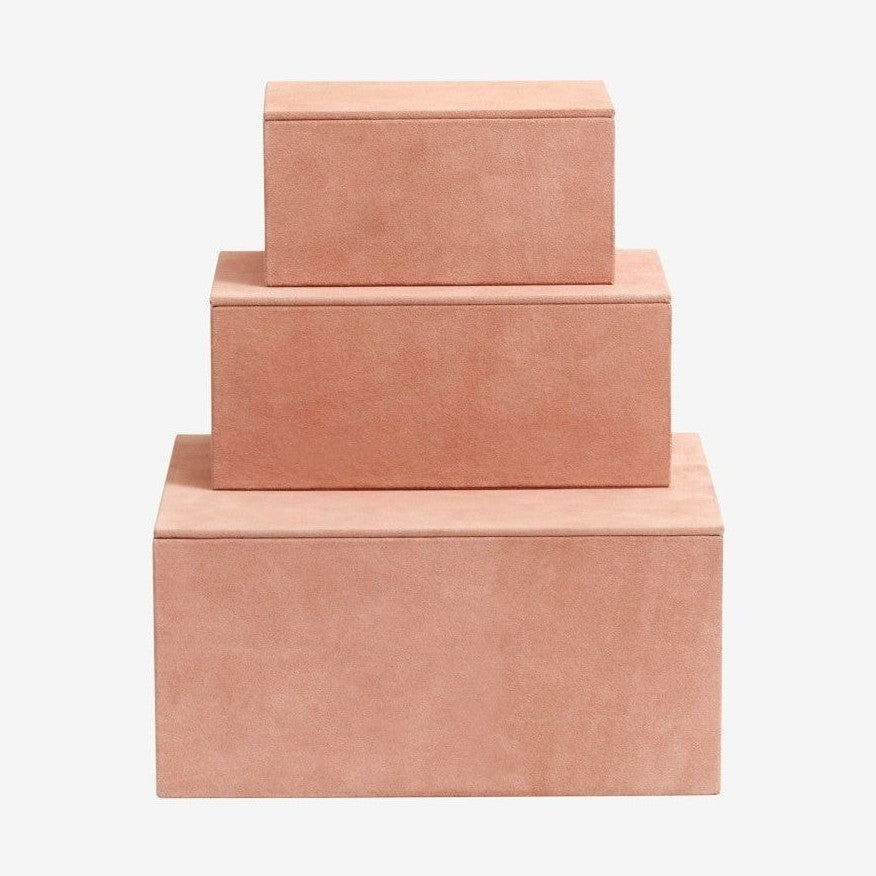 KASTELA oppbevaringsbokser i ruskinn - 3 stykker - 25x30 cm - rosa Nordal STORAGE