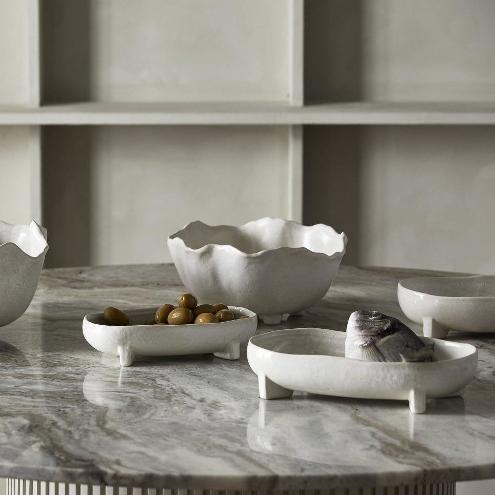 PEMBA keramisk tallerken - small - 23x13,5 cm - offwhite Nordal TABLEWARE