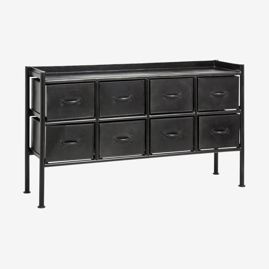 PORTLAND jernskål m/8 skuffer - 66x116 cm - sort Nordal CONSOLES