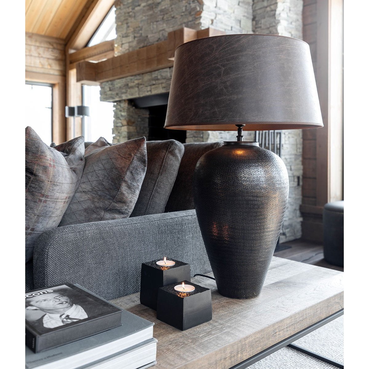 FLORENCE bordlampe Antique Bronze Artwood Bordlampe