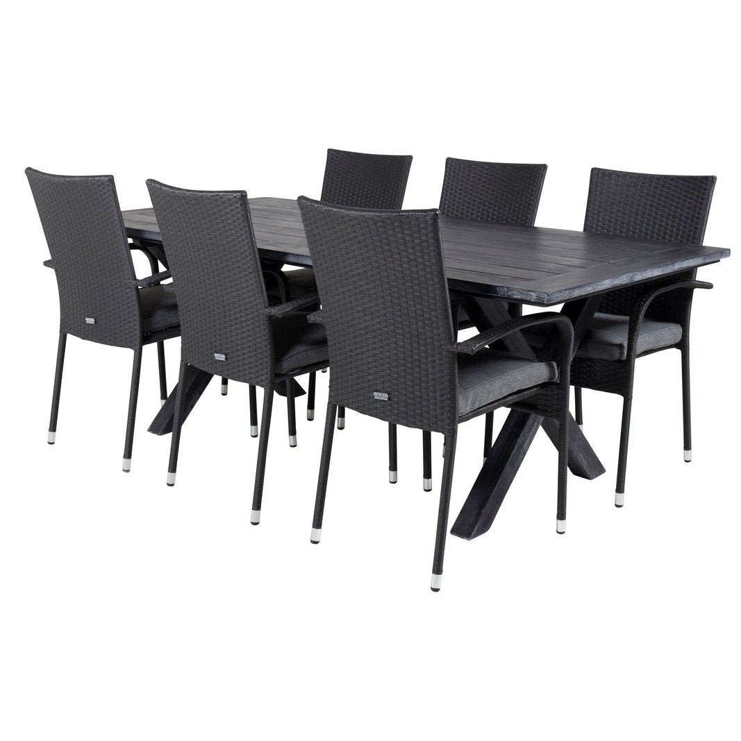 Rives spisebord 200*100cm + Anna Armstol Venture Design Spisegruppe
