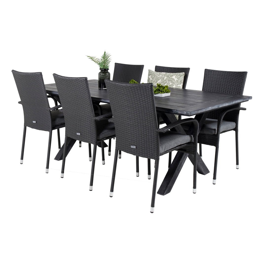 Rives spisebord 200*100cm + Anna Armstol Venture Design Spisegruppe