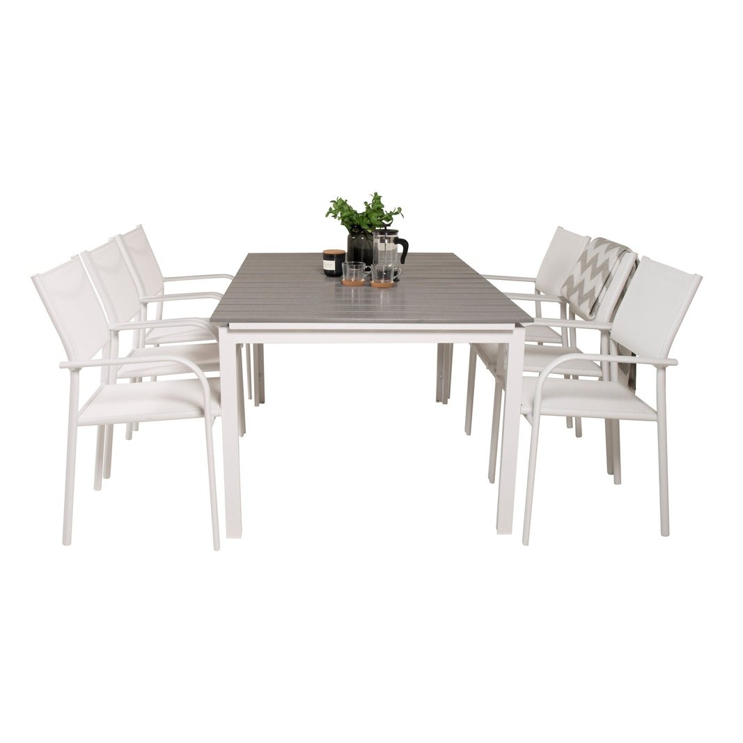 Levels bord 160/240 + Santorini Lenestol Venture Design Spisegruppe