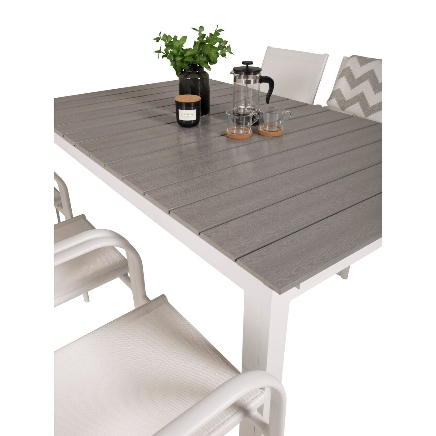 Levels bord 160/240 + Santorini Lenestol Venture Design Spisegruppe