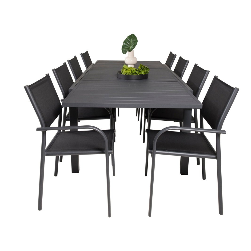 Marbella bord 160/240/ Santorini Armlenstol Venture Design Spisegruppe
