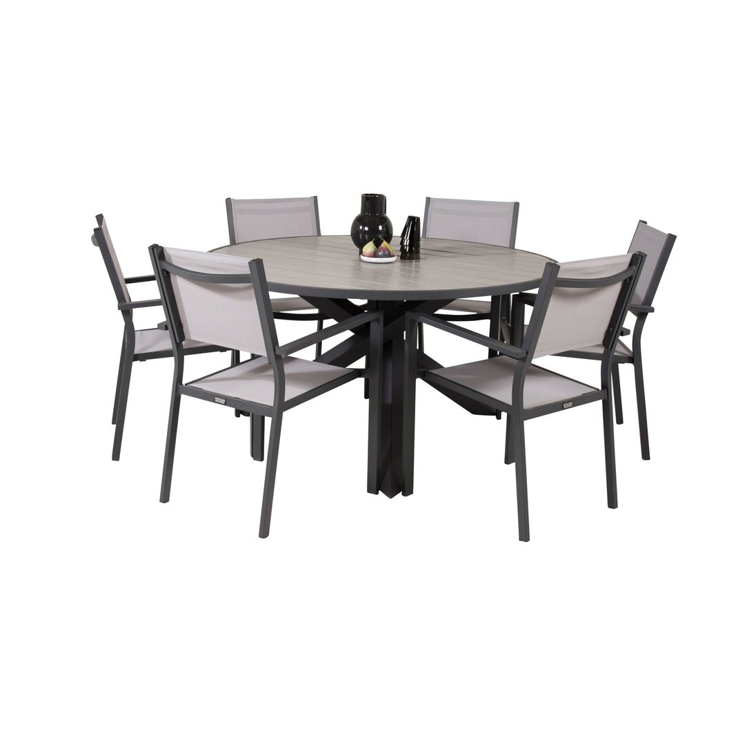Parma Bord ø 140 + Copacabana Armlenstol Venture Design Spisegruppe
