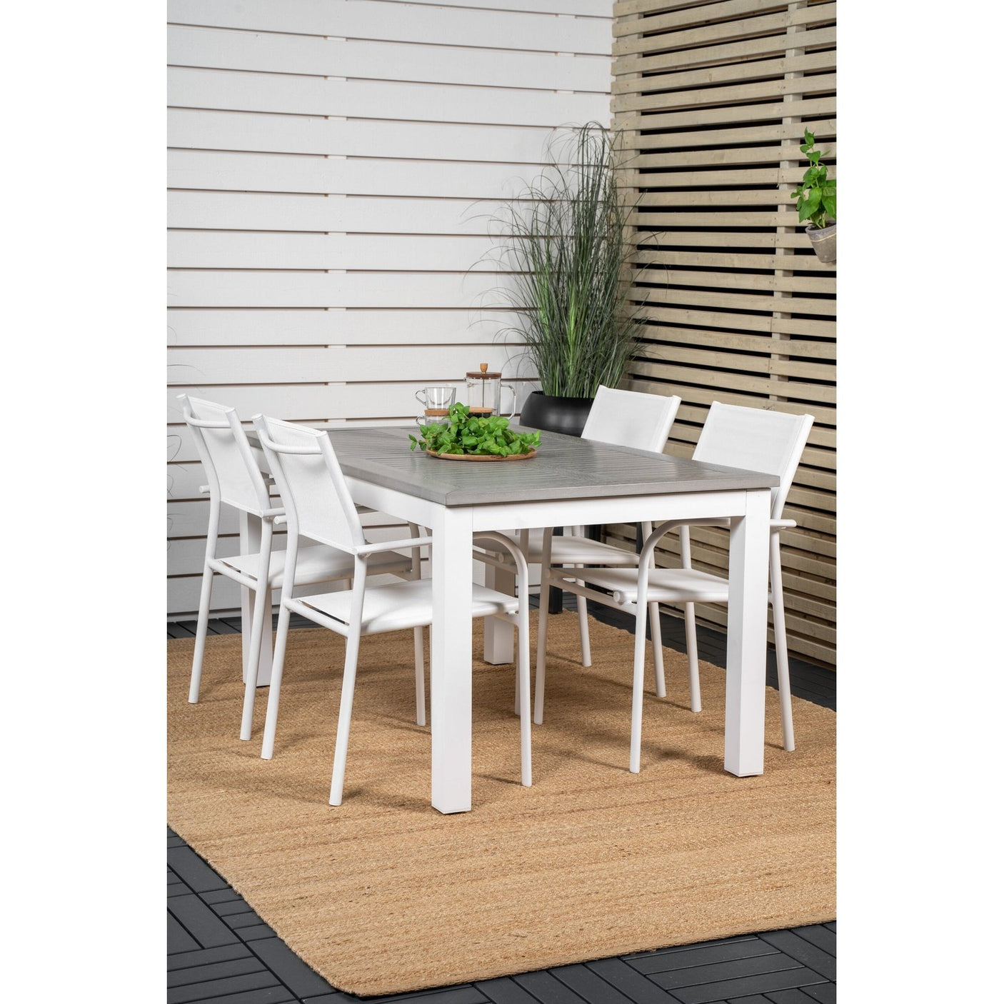Albany Spisebord 152/210*90 + Santorini Armlenestol Venture Design Spisegruppe