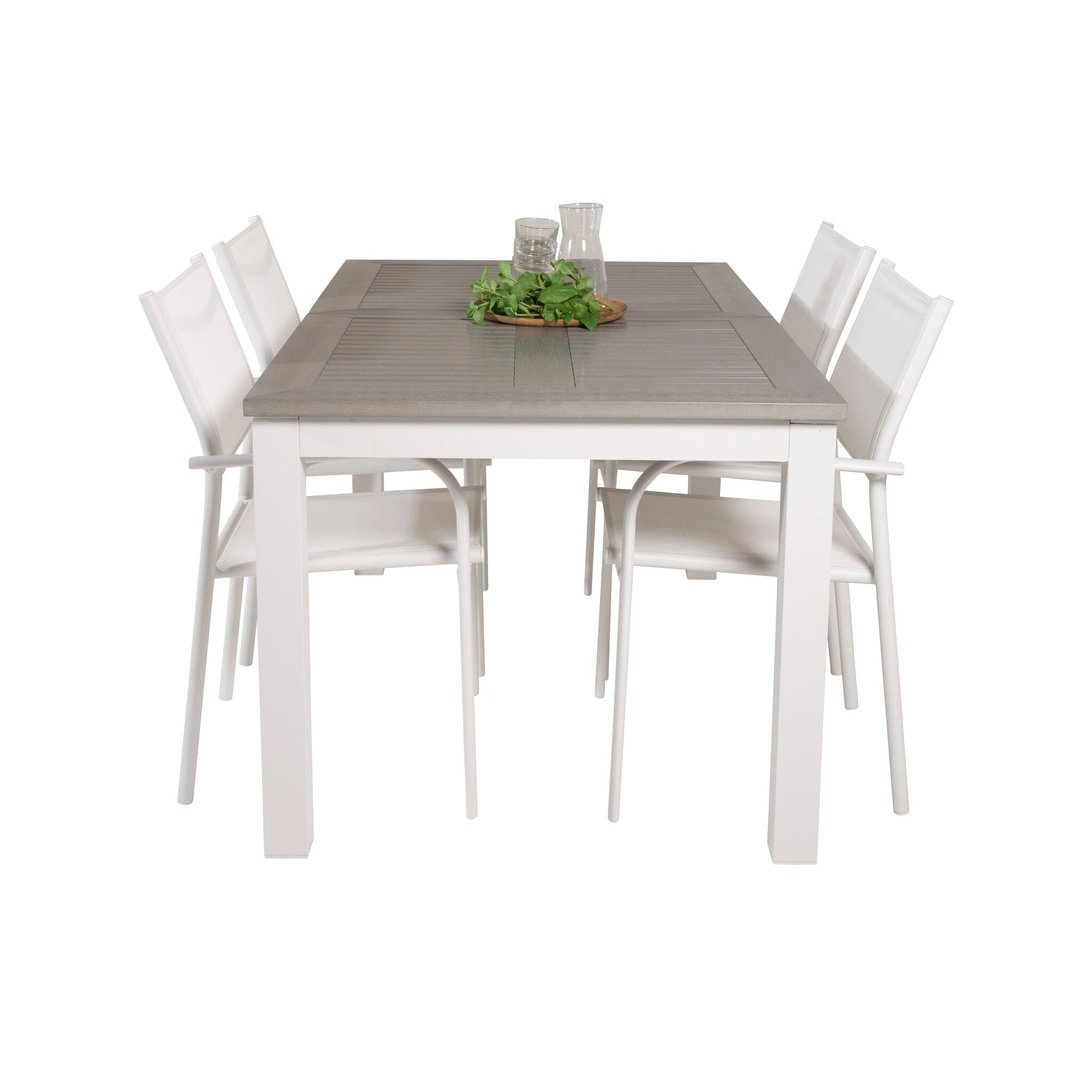 Albany Spisebord 152/210*90 + Santorini Armlenestol Venture Design Spisegruppe