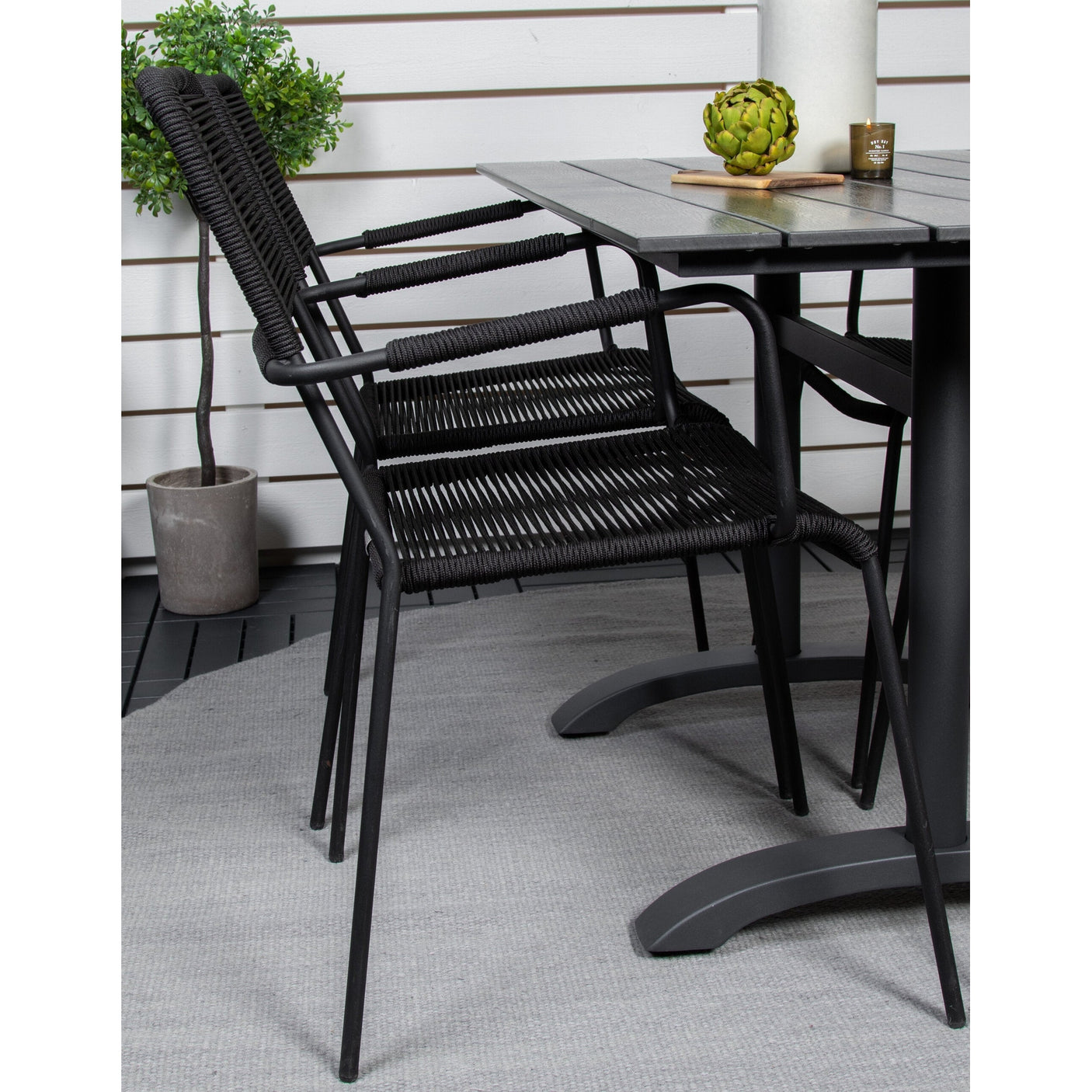 Denver Café Bord 120*70 + Lindos Lenestol Venture Design Spisegruppe
