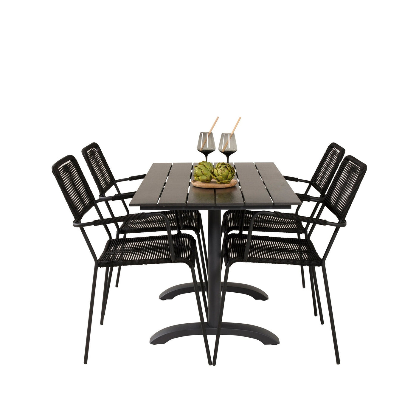 Denver Café Bord 120*70 + Lindos Lenestol Venture Design Spisegruppe