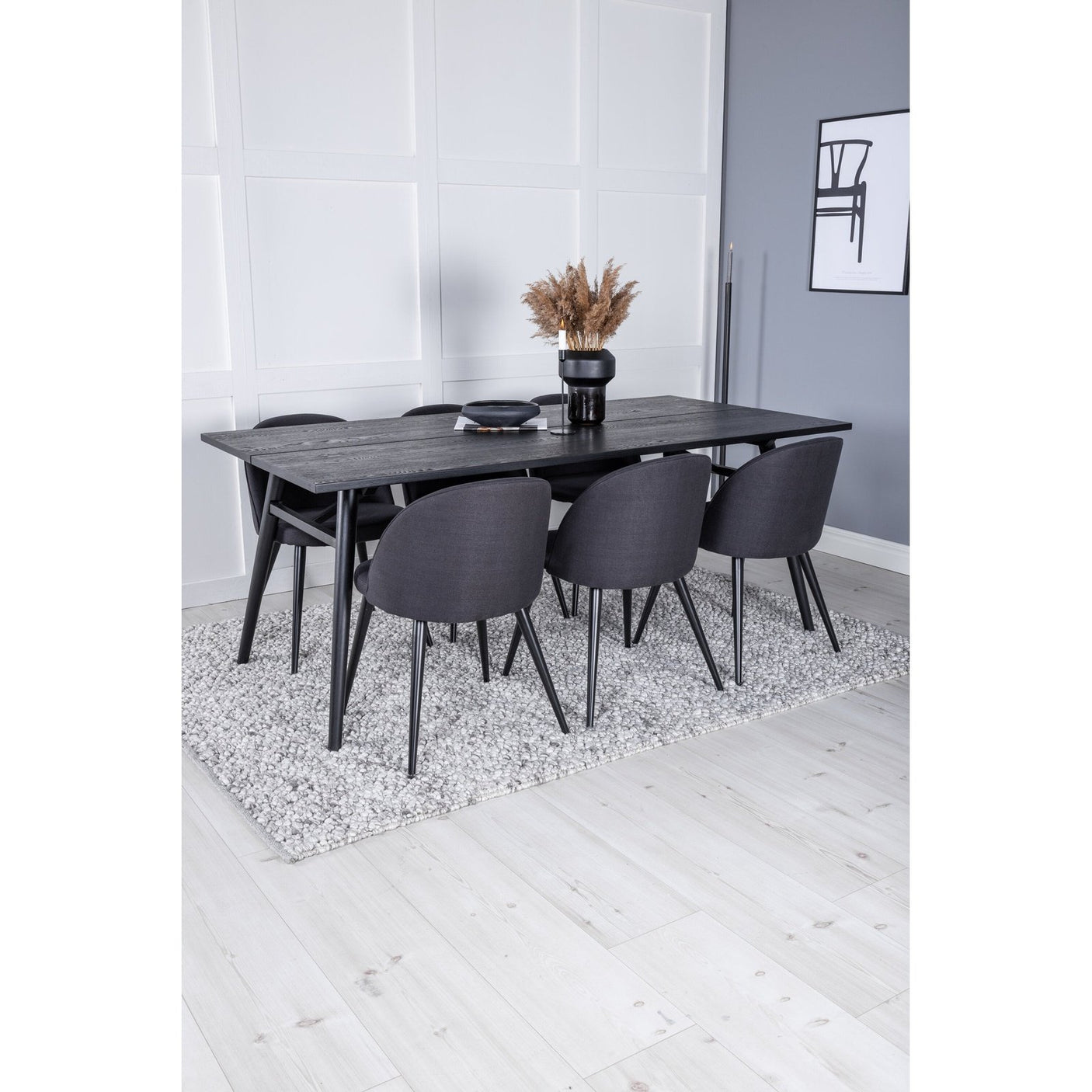 Sleek Extentiontable shed 195*95 + Velvet spisestoler Venture Design Spisegruppe