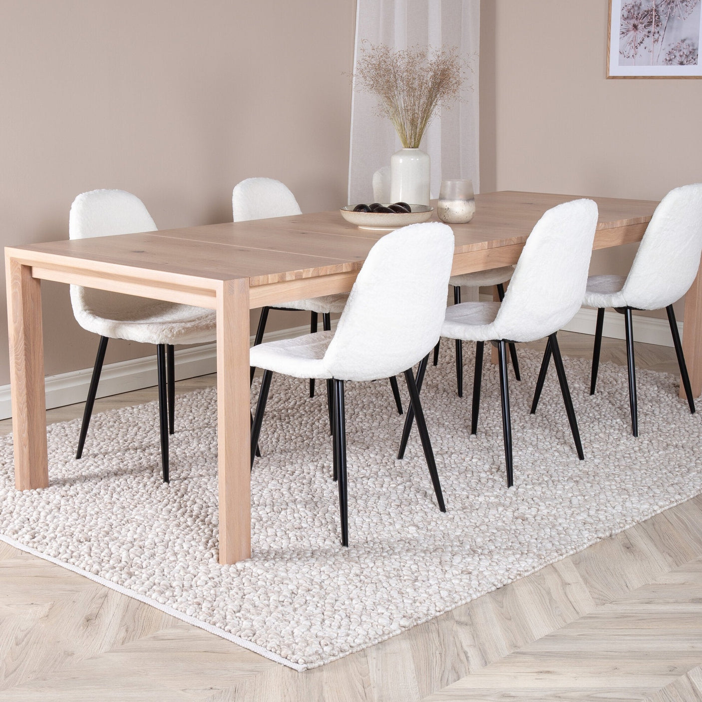 Slider Extention Table 170 +40 +40cm + Polar Fluff spisestoler Venture Design Spisegruppe