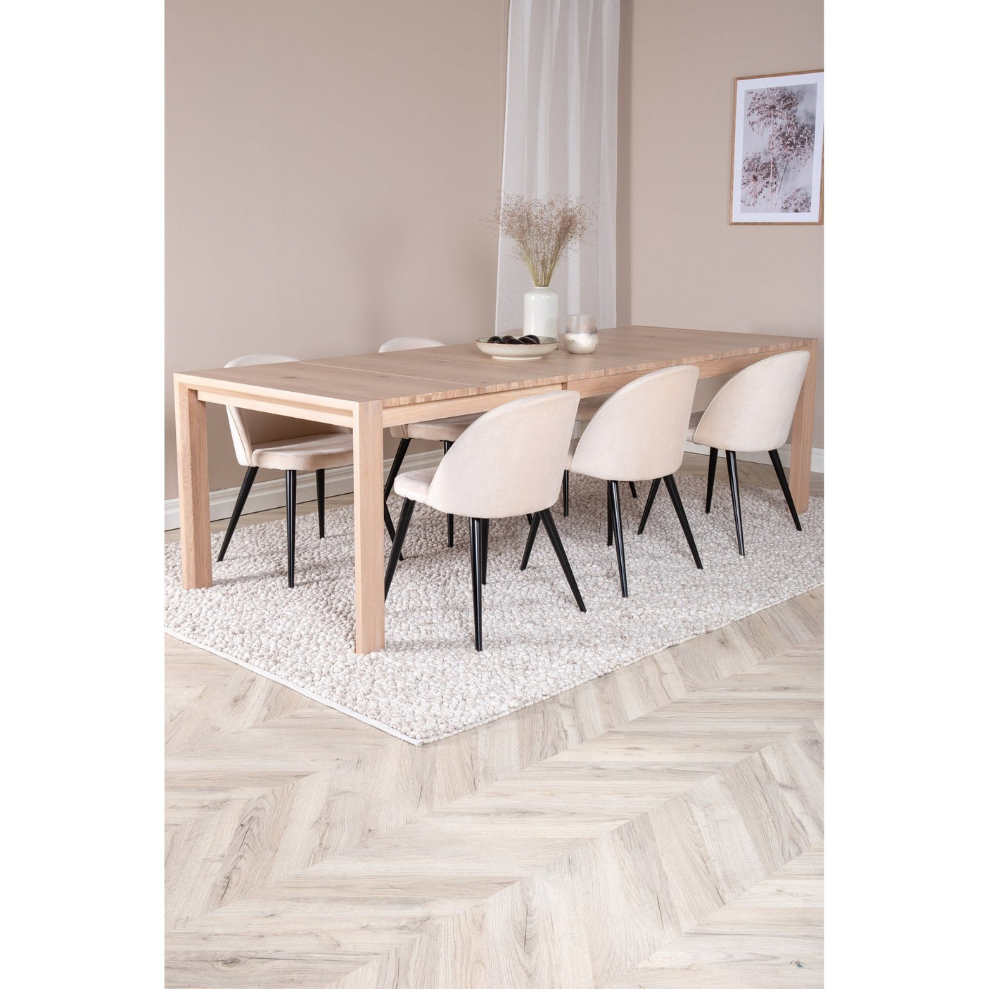 Slider Extention Table 170 +40 +40cm + Velvet spisestoler Venture Design Spisegruppe