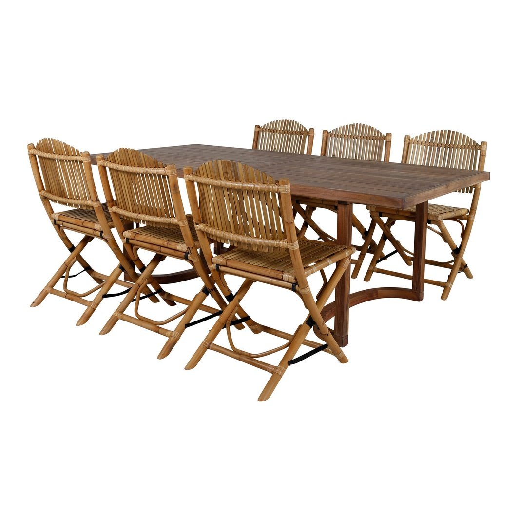 Erica Spisebord 214*100 + Cane Foldbar spisestoler / Venture Design Spisegruppe