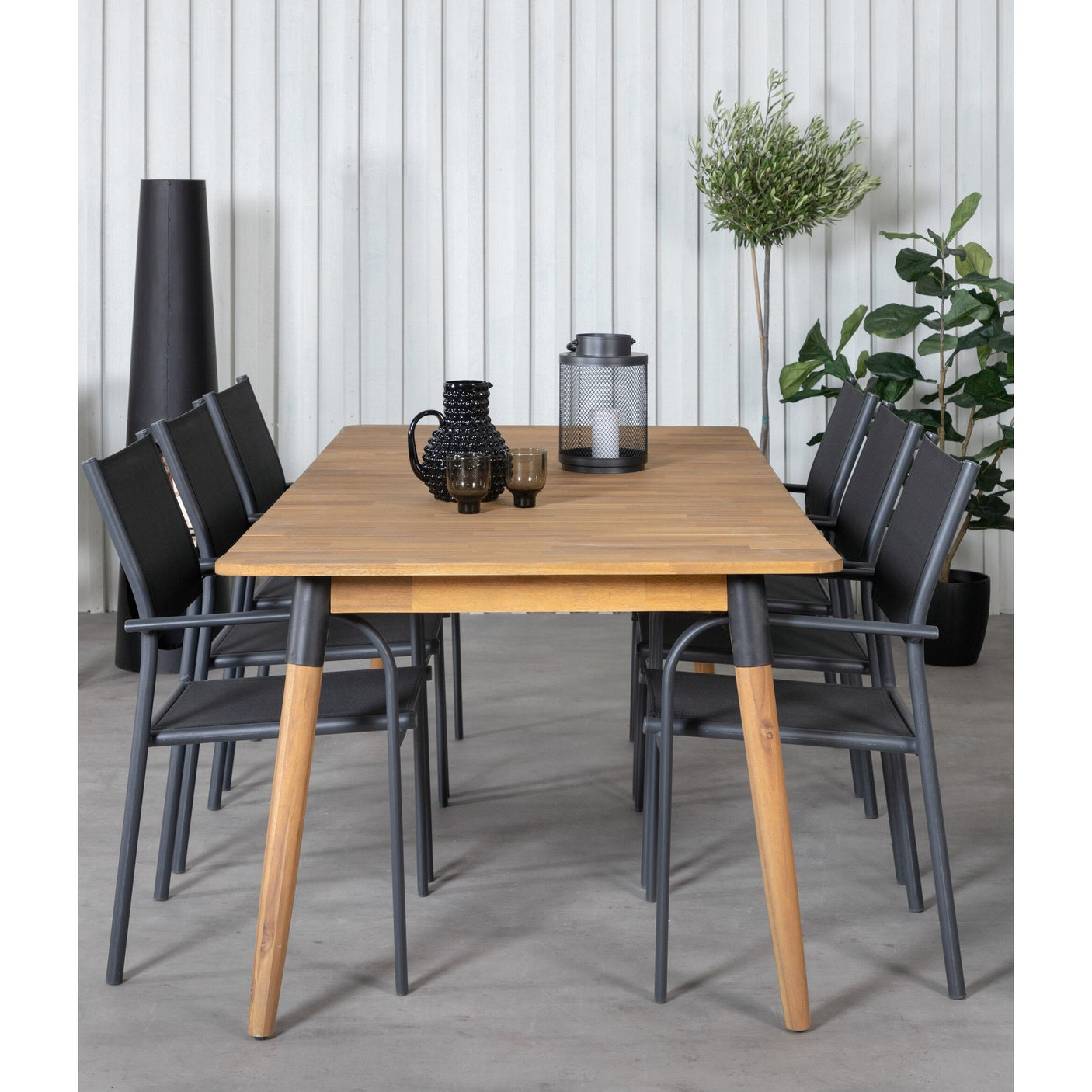 Julian spisebord 210*100cm + Santorini Lenestol Venture Design Spisegruppe