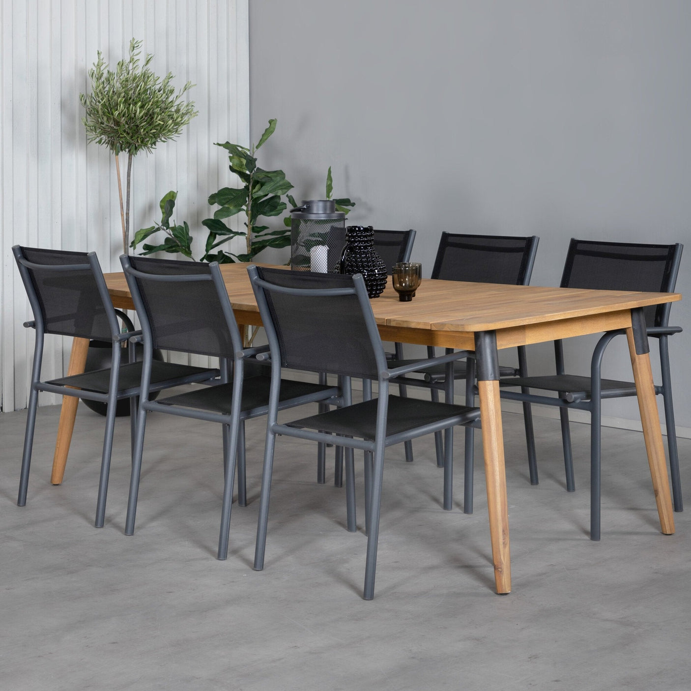 Julian spisebord 210*100cm + Santorini Lenestol Venture Design Spisegruppe