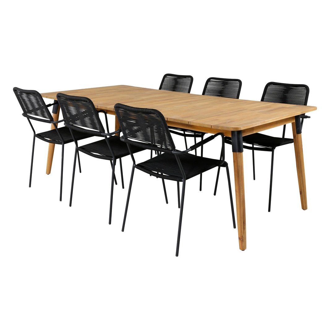Julian spisebord 210*100cm + Lindos lenestol Venture Design Spisegruppe