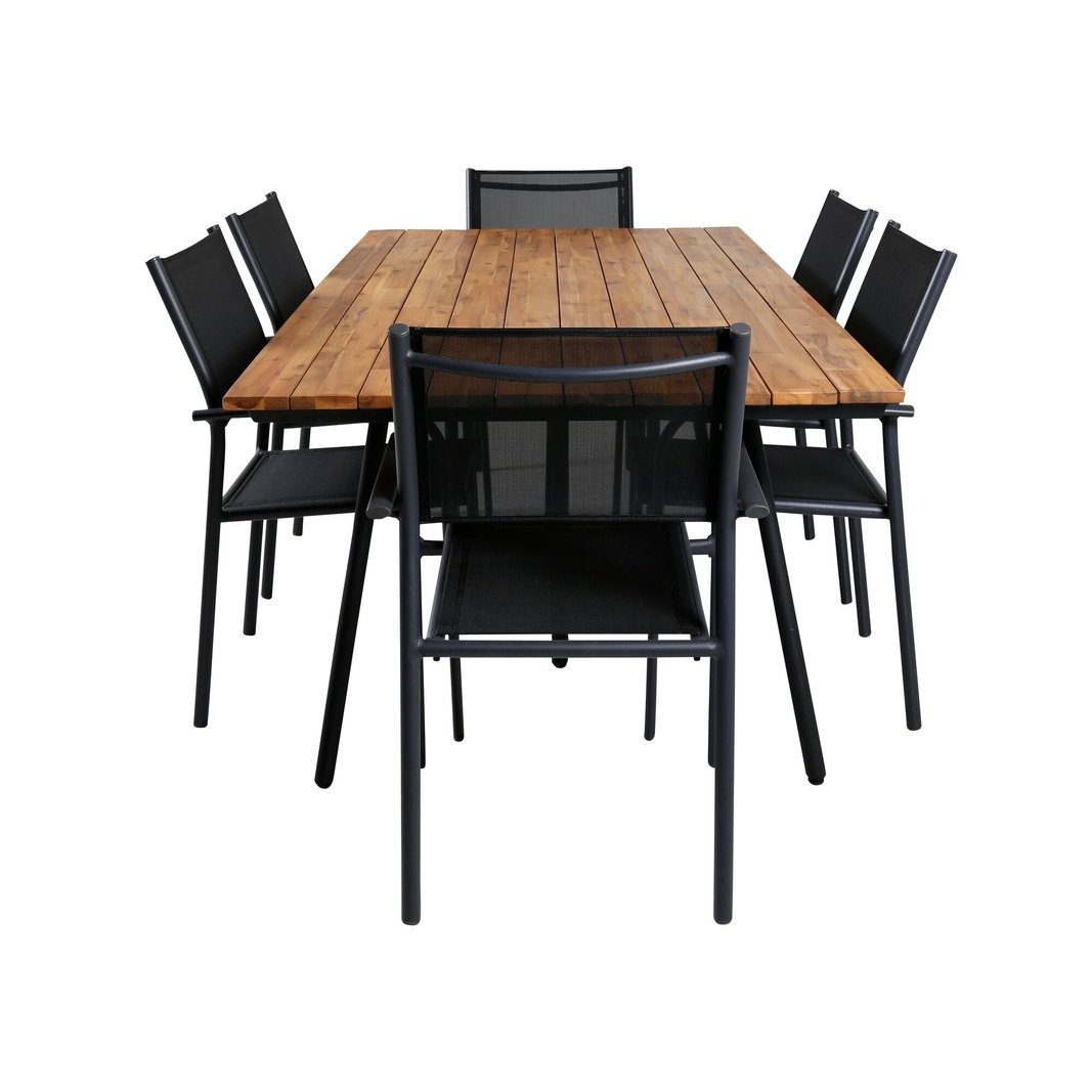 Chan spisebord 200cm + Santorini Armstol Venture Design Spisegruppe