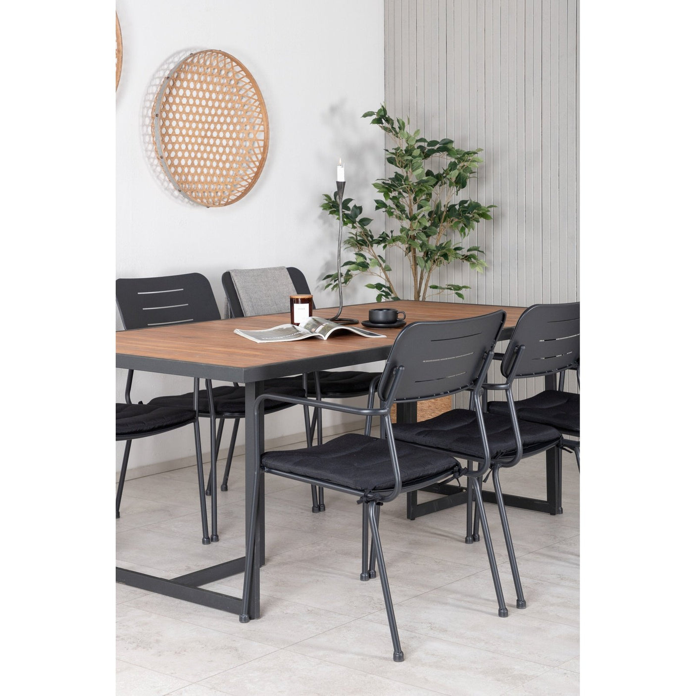 Khung Spisebord/ 200*100cm + Nicke spisestoler m. armlene Venture Design Spisegruppe