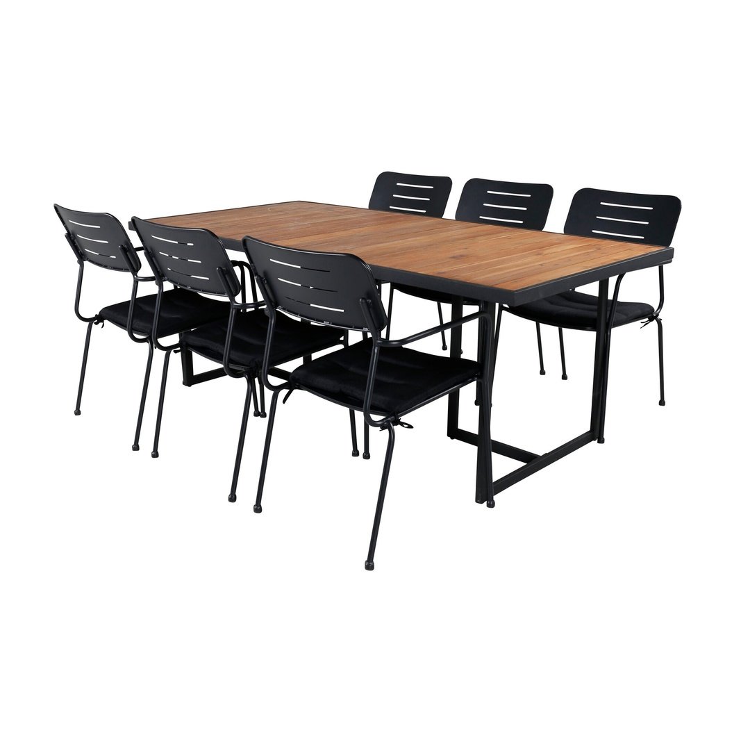 Khung Spisebord/ 200*100cm + Nicke spisestoler m. armlene Venture Design Spisegruppe