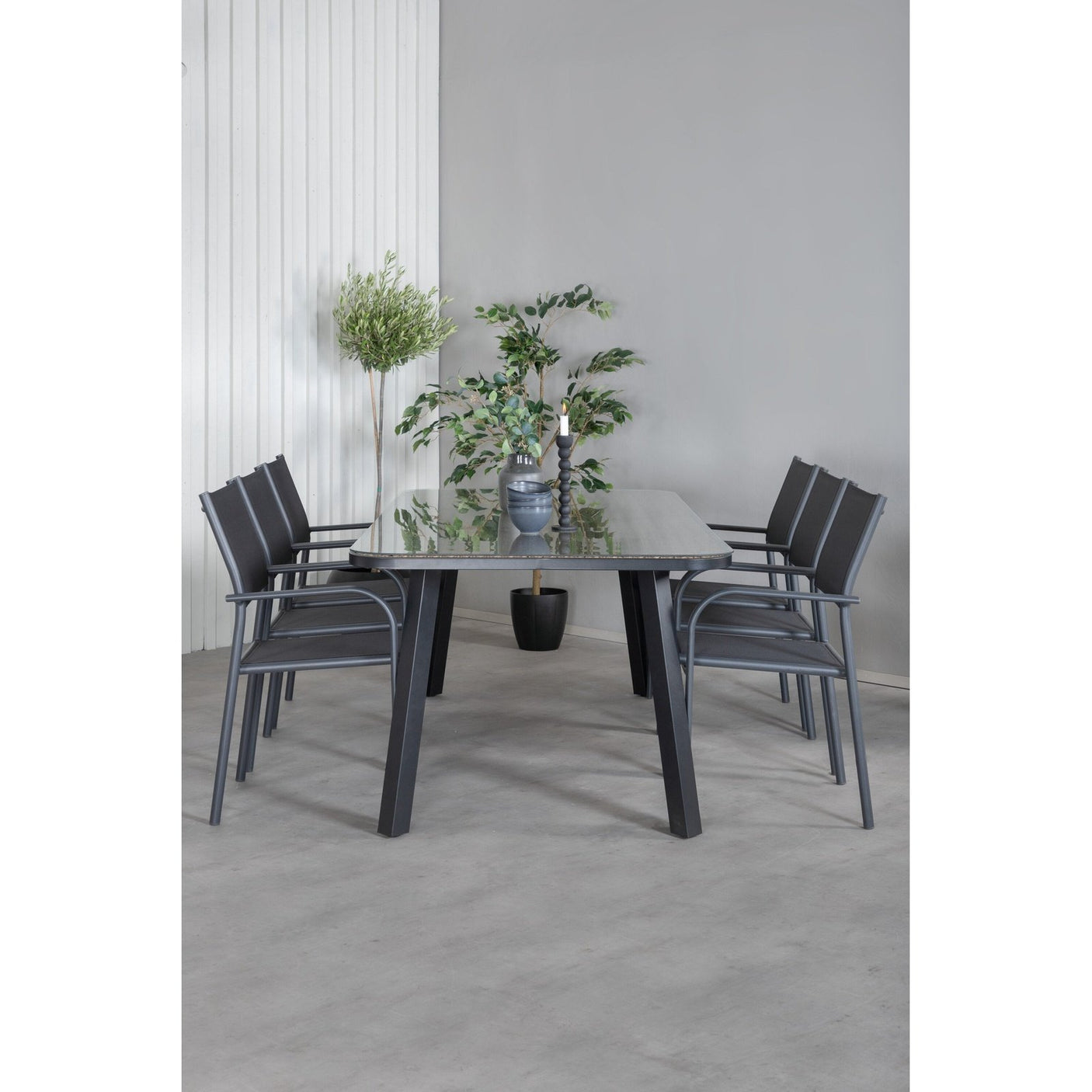 Paola spisebord 200*100 + Santorini Armstol Venture Design Spisegruppe