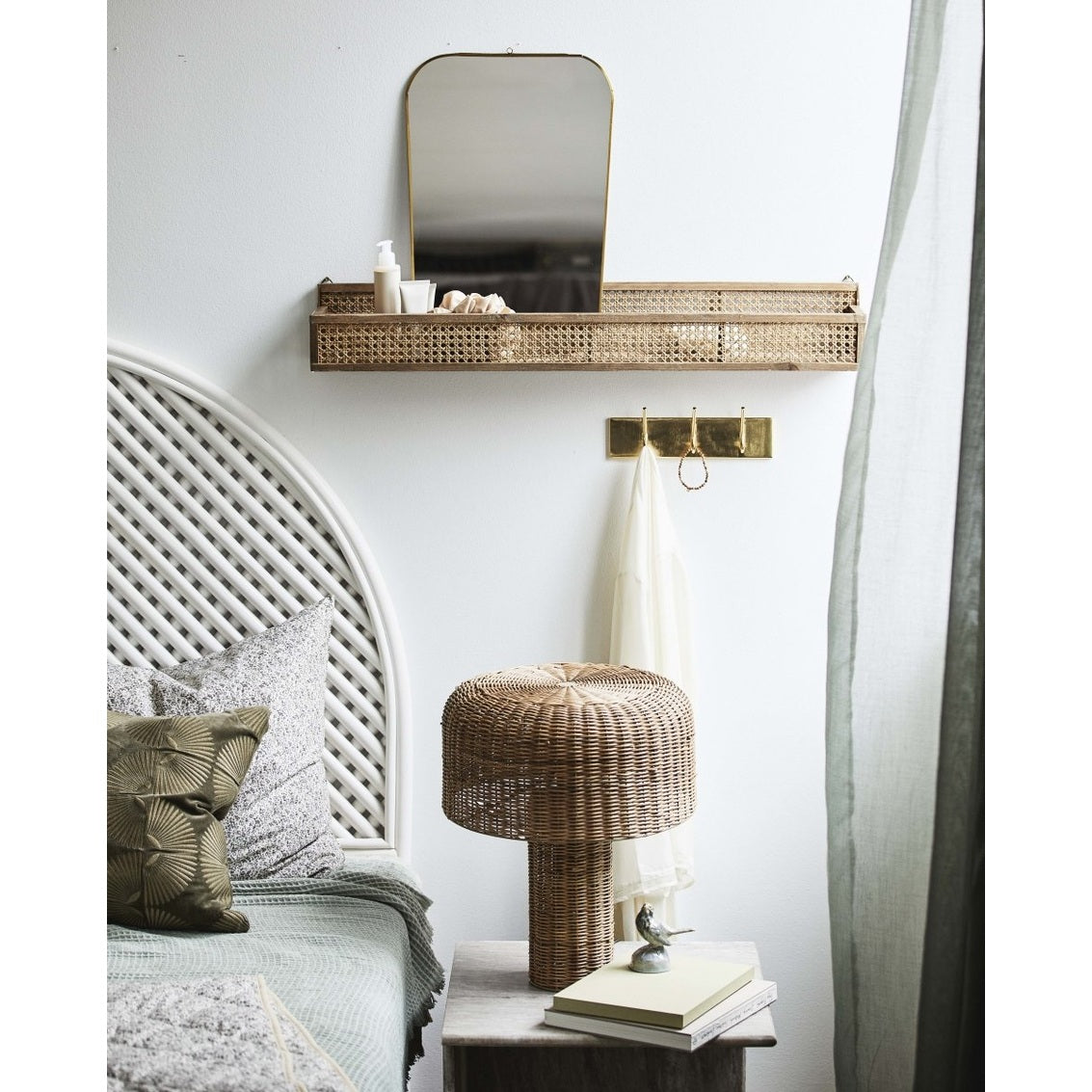 SHELFI hylle i rattan med flet - l91 cm - natur Nordal SHELVES