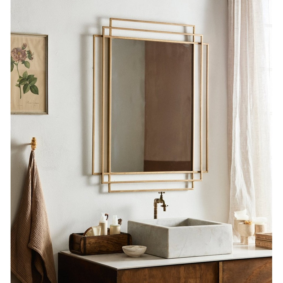 SQUARE speil i jern - 97x76 cm - gull finish Nordal MIRRORS