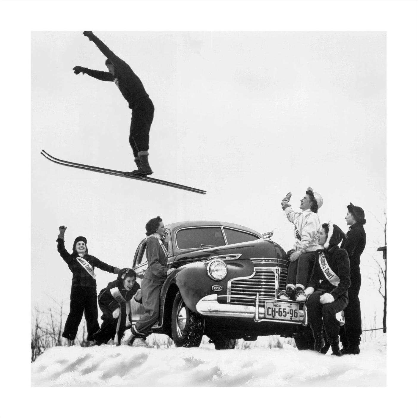 Glass picture w/frame Ski jump vintage Homefactory Bilde