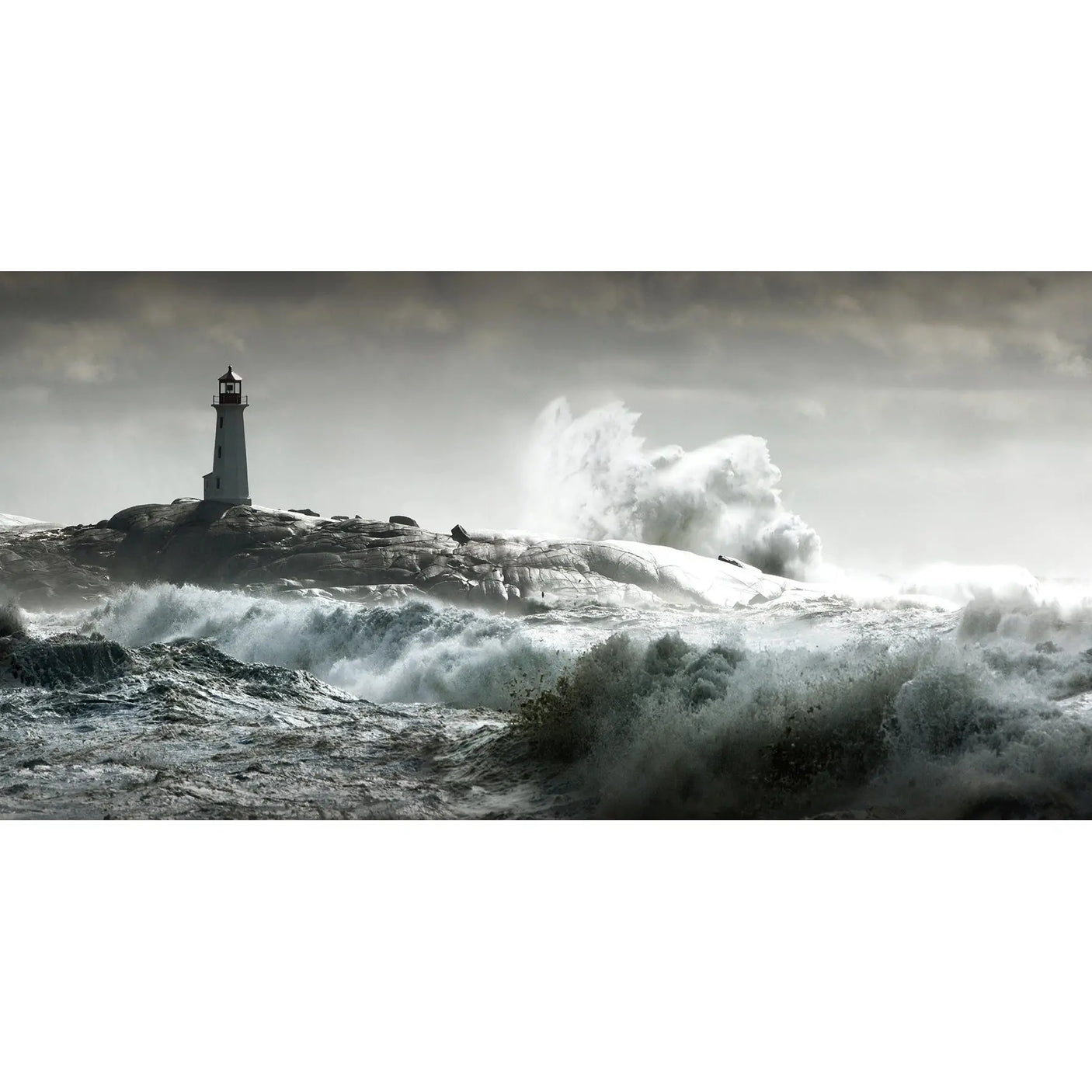 Glass picture Lighthouse out in the sea Homefactory Bilde