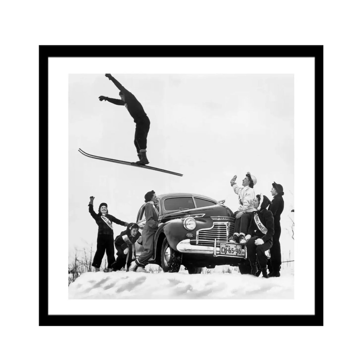 Glass picture w/frame Ski jump vintage Homefactory Bilde